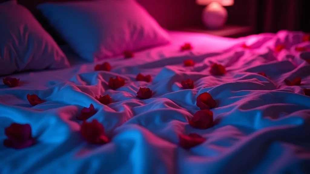 draps de soie froissés avec pétales de rose, lumière rose tamisée